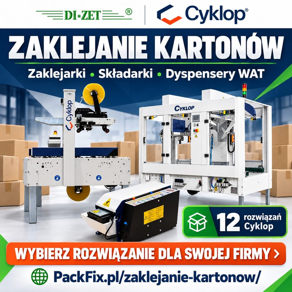 Cyklop. Zaklejanie kartonów. Zaklejarki, składarki, dyspensery